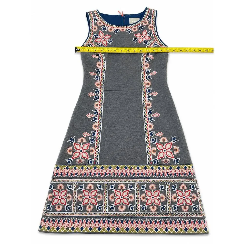 Maeve Anthropologie $248 Embroidered Artisan Sweater Knit Dress Lined Boho Mod 2